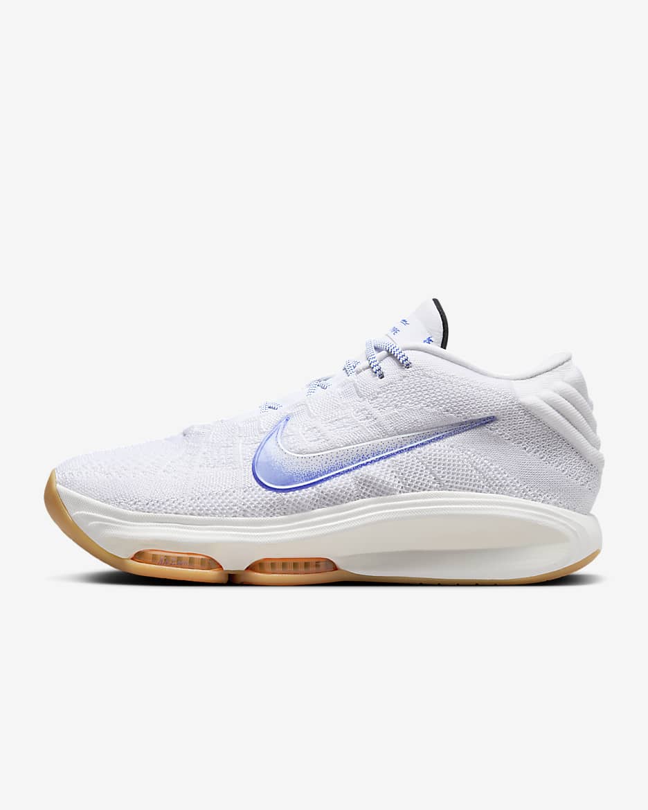 Blue and white basketball shoes nike best sale